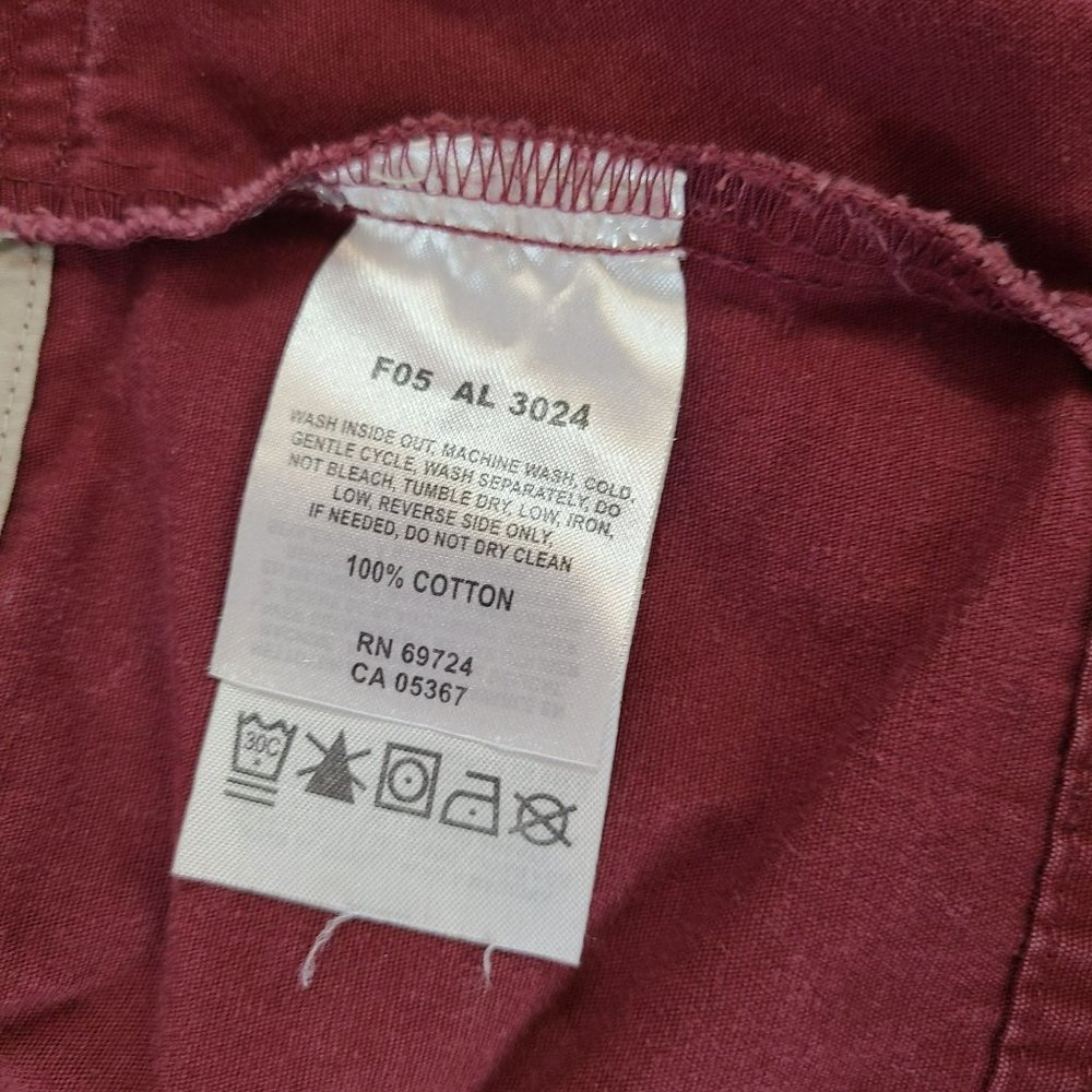 Columbia Faded Red Blazer Shacket Adj Waist Womens L Lightly Distressed Denim - Picture 12 of 13